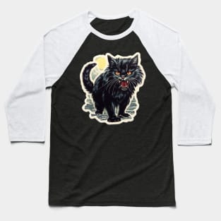 Angry Black Cat Baseball T-Shirt